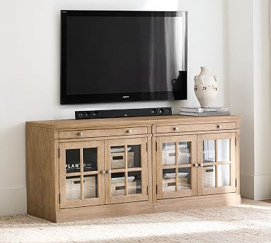 Livingston Media Console with Glass Cabinets (70'') | Pottery Barn (US)