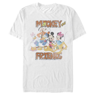 Men's Mickey & Friends Mickey Mouse And Distressed Group  T-shirt - White - Large : Target | Target