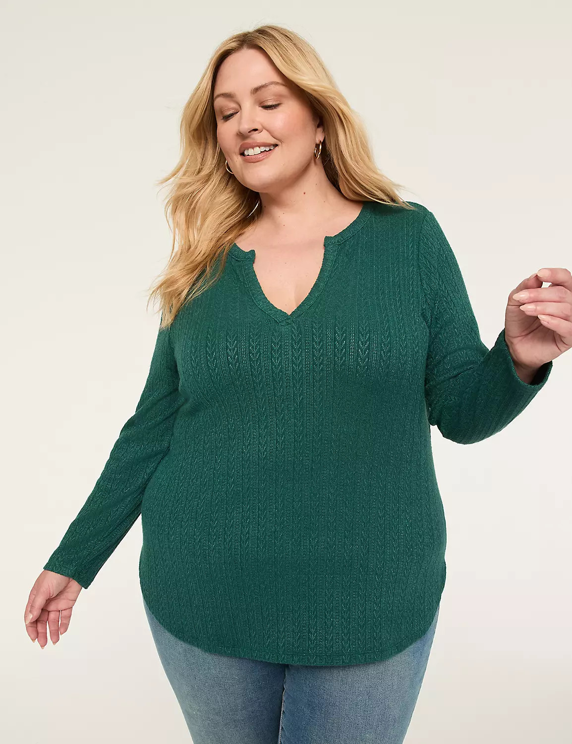 Long-Sleeve V-Notch Neck Tunic Tee | LaneBryant | Lane Bryant (US)