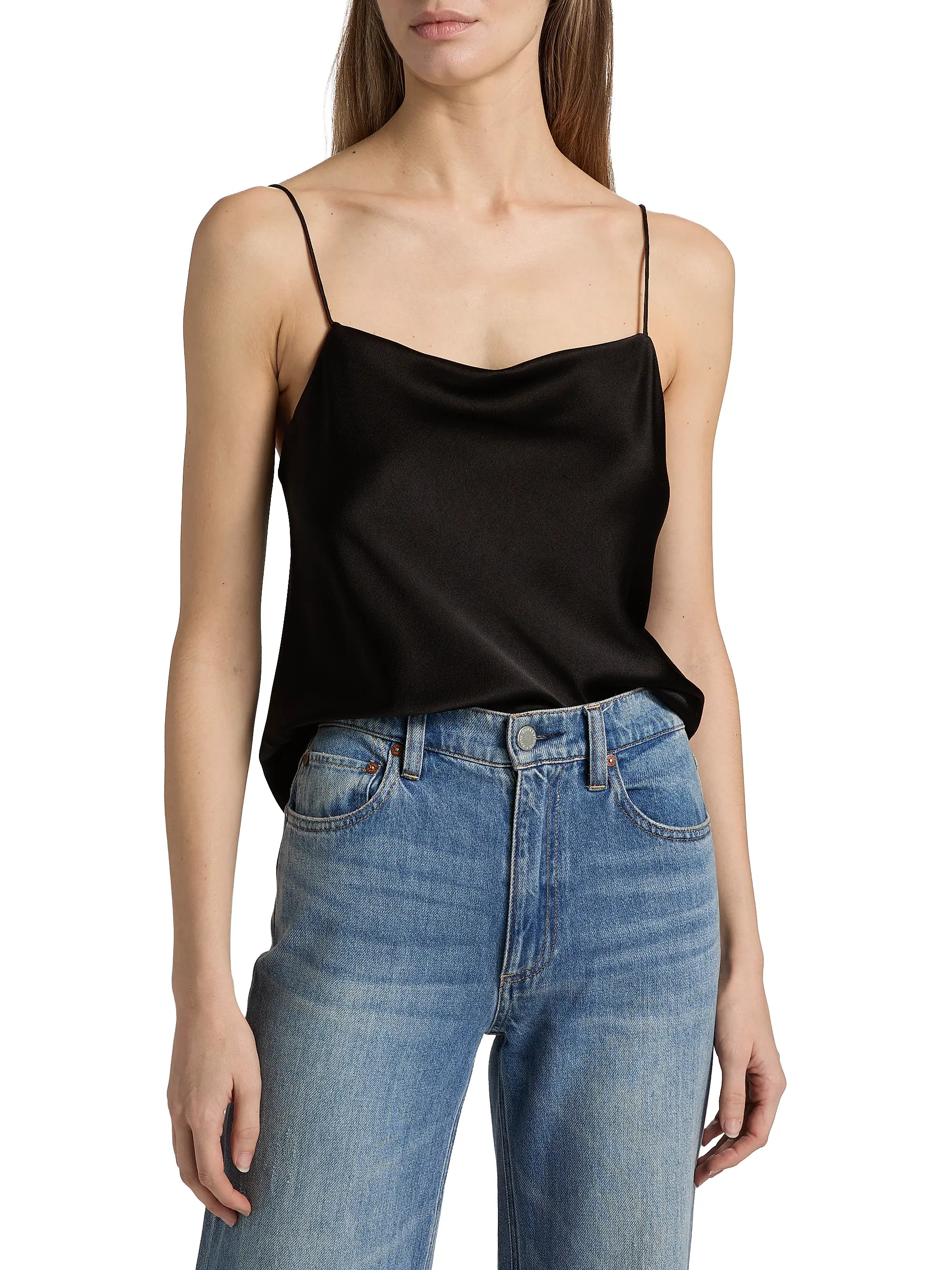 ALICE + OLIVIA Harmon Draped Satin Tank Top | Saks Fifth Avenue | Saks Fifth Avenue