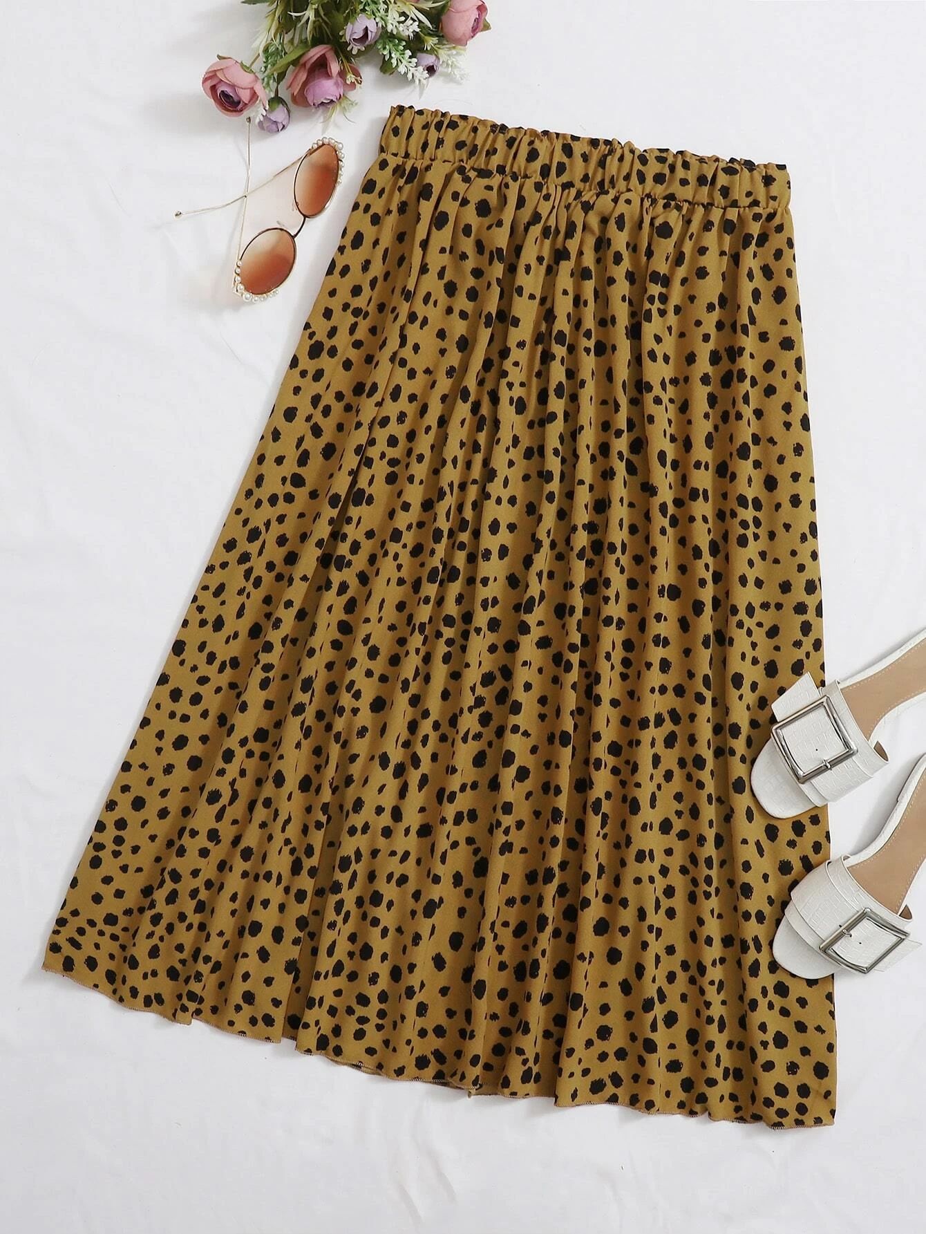 Dalmatian Print Elastic Waist Skirt | SHEIN