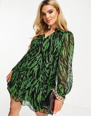 Whistles zebra stripe mini dress in green | ASOS | ASOS (Global)