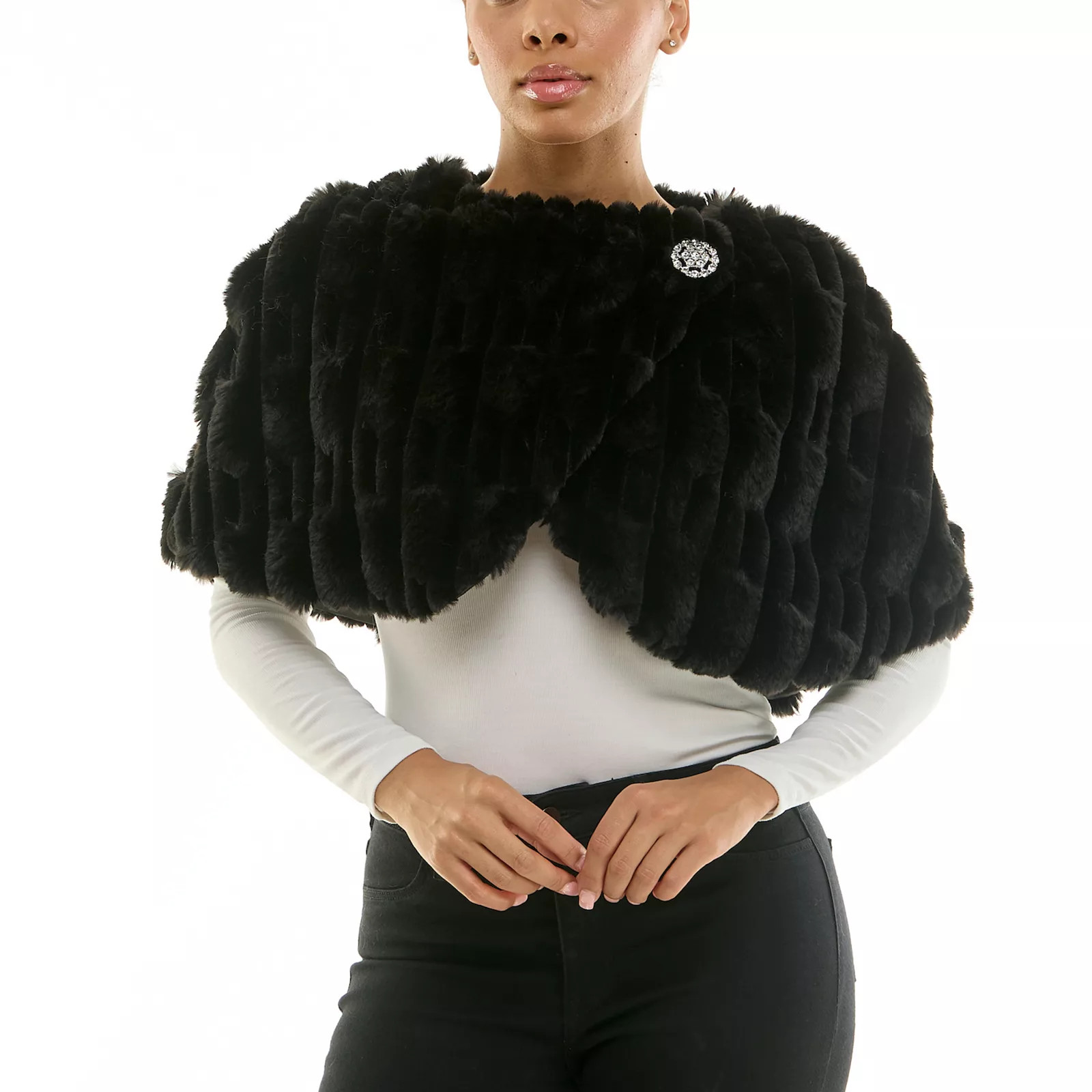 Women's Nina Leonard Wrap Faux Fur Sweater | Kohl's