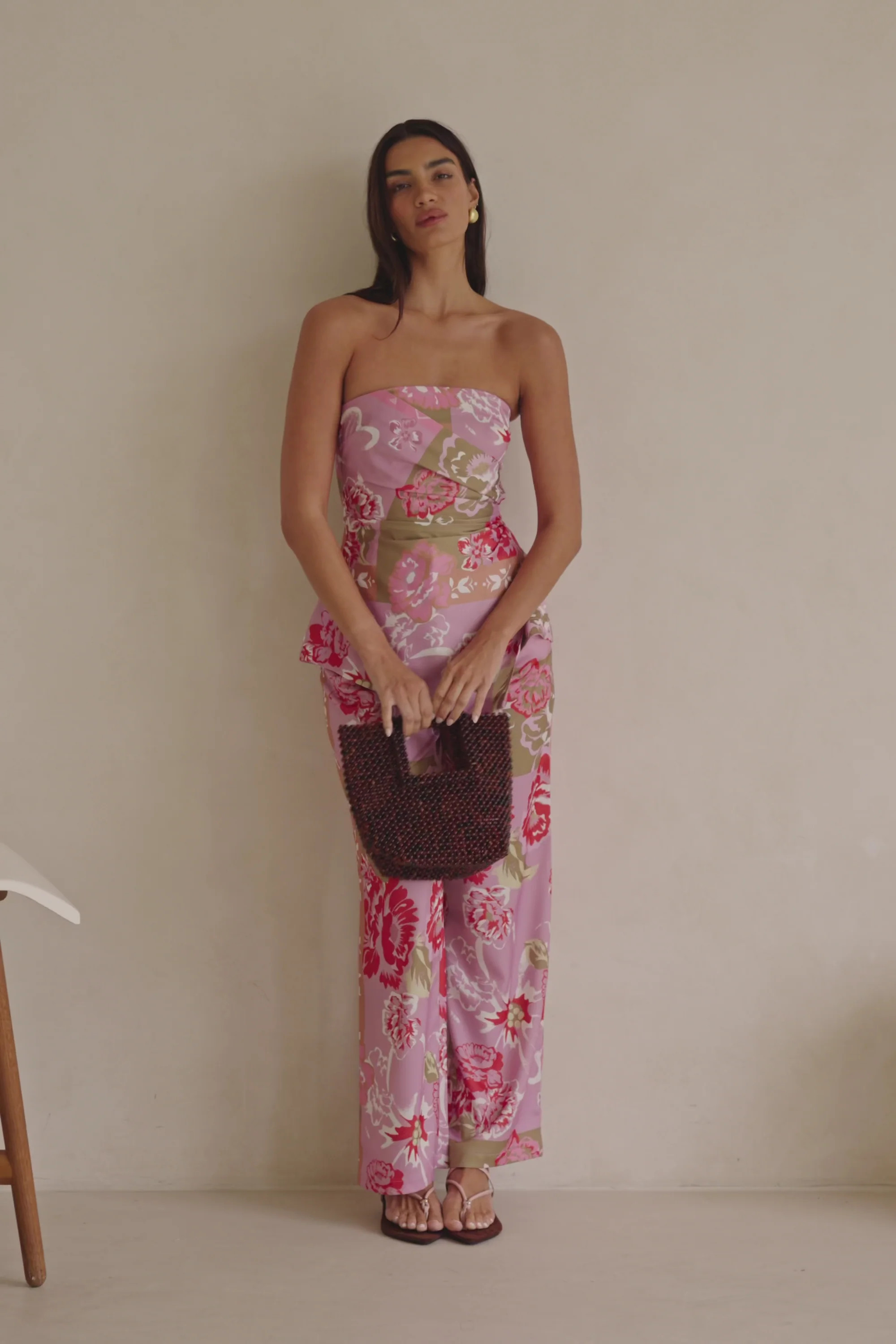 Pink Botanic Patch Floral Print Pocket Marleigh Pants | Sabo Skirt US