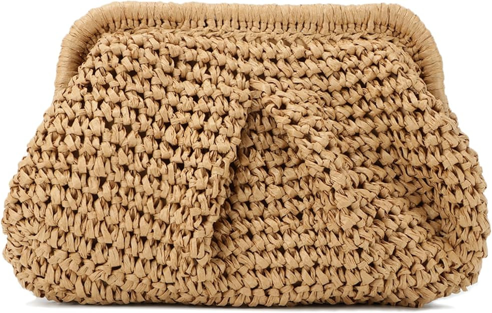 Emprier Straw Clutch Purses for Women Cloud Dumpling Pouch Straw Crossbody Shoulder Handbag Summe... | Amazon (US)