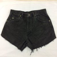 Size 28 Vintage Wrangler Shorts Cutoffs Jeans High Waisted Distressed Black Wash Western Denim Waist | Etsy (US)