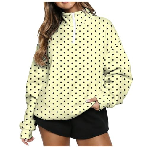 Polka Dot Sweatshirt for Women Mockneck Quarter Zip Y2K Sweatshirt No Hood | Amazon (US)