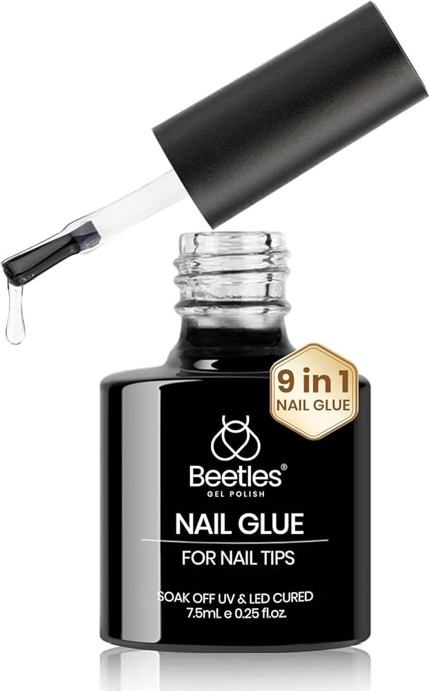 Beetles 9 in 1 Nail Glue Gel for Nail Tips and Clear Acrylic Nails Long Lasting, Curing Needed UV... | Amazon (US)