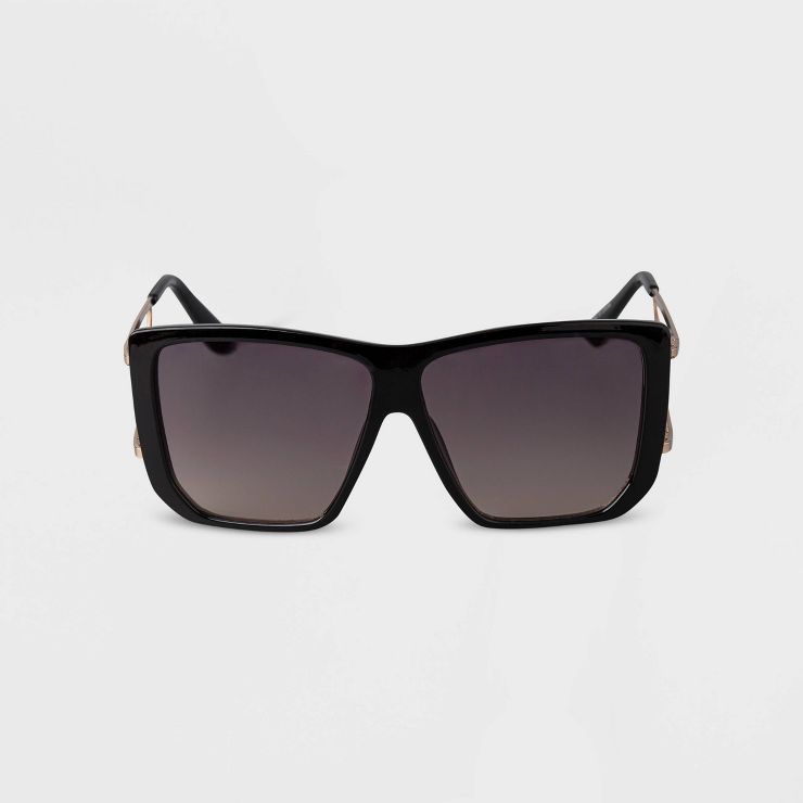 Women's Oversized Retro Aviator Sunglasses - A New Day™ Black | Target