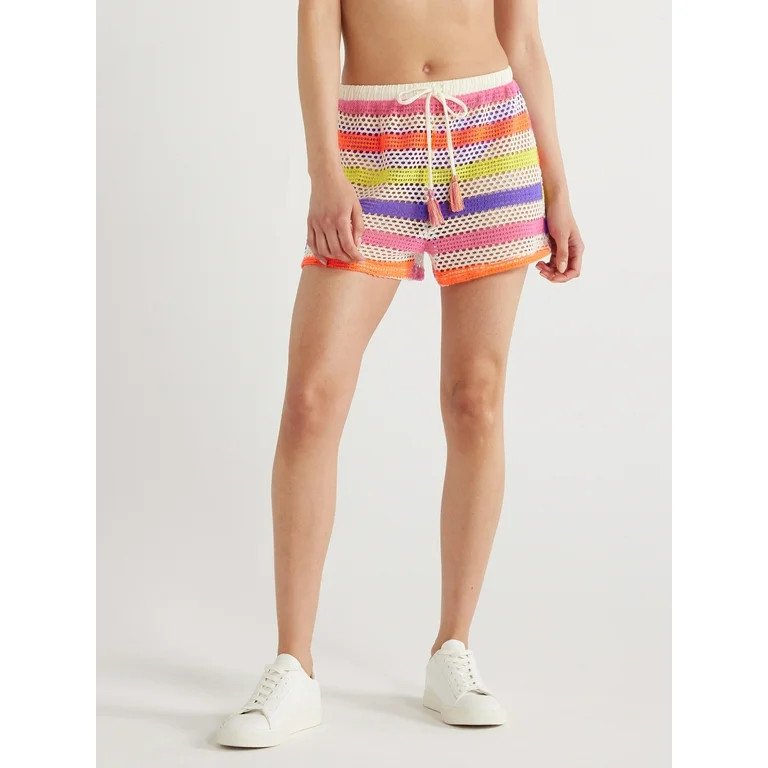 No Boundaries Juniors Tie Front Knit Coverup Shorts, Sizes S-XXL - Walmart.com | Walmart (US)