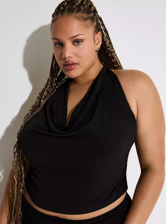 Cowl Neck Halter Top in Black | Torrid (US & Canada)