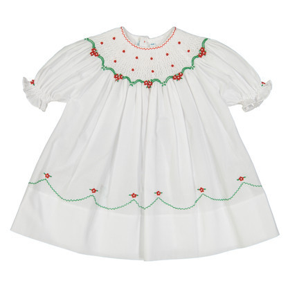 Short Sleeve Holiday Pearl Flower Bishop Dress | Feltman Brothers
