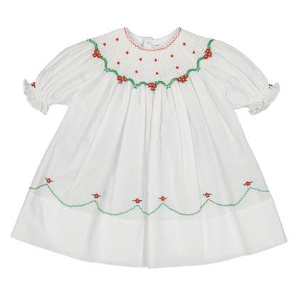 Short Sleeve Holiday Pearl Flower Bishop Dress | Feltman Brothers