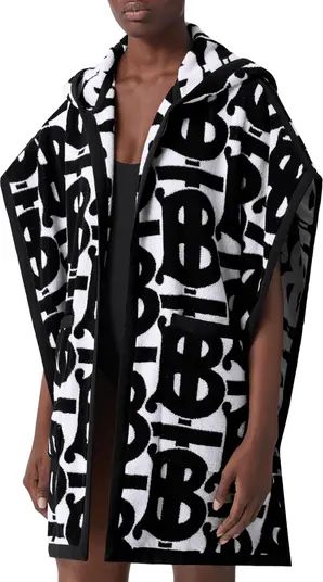 Burberry Hooded Monogram Logo Cotton Terry Cloth Cape | Nordstrom | Nordstrom