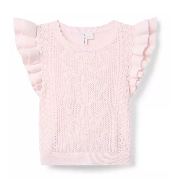 Janie and Jack | Crochet Floral Sweater Top - Pink / 2T | Janie and Jack