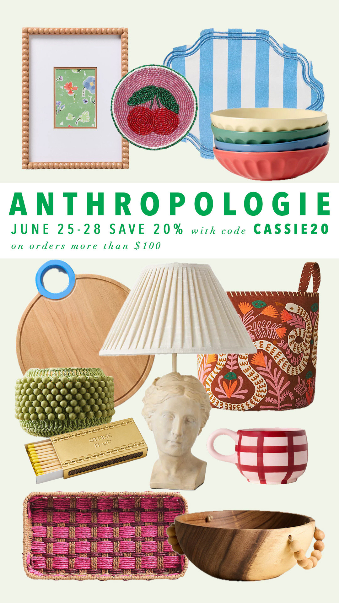 My Anthro code is live! Save 20% June 25-28th with code: CASSIE20

#LTKgrwm #LTKootd #LTKSaleAlert