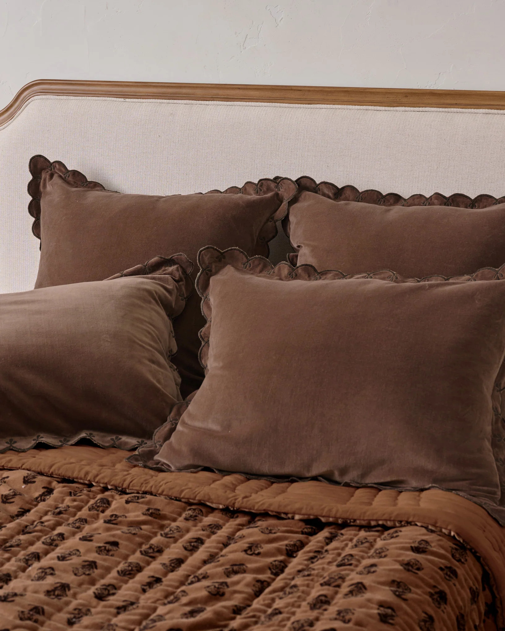 Chestnut Velvet Scallop Edge Sham | Magnolia