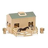 Melissa & Doug Fold and Go Wooden Horse Stable Dollhouse With Handle and Toy Horses (11 pcs) - Po... | Amazon (US)