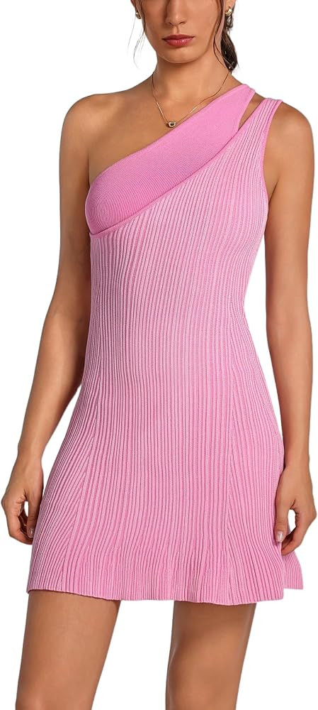 ABOCIW Womens Knit One Shoulder Tennis Dress with Shorts Summer Athletic Dress Workout Exercise A... | Amazon (US)