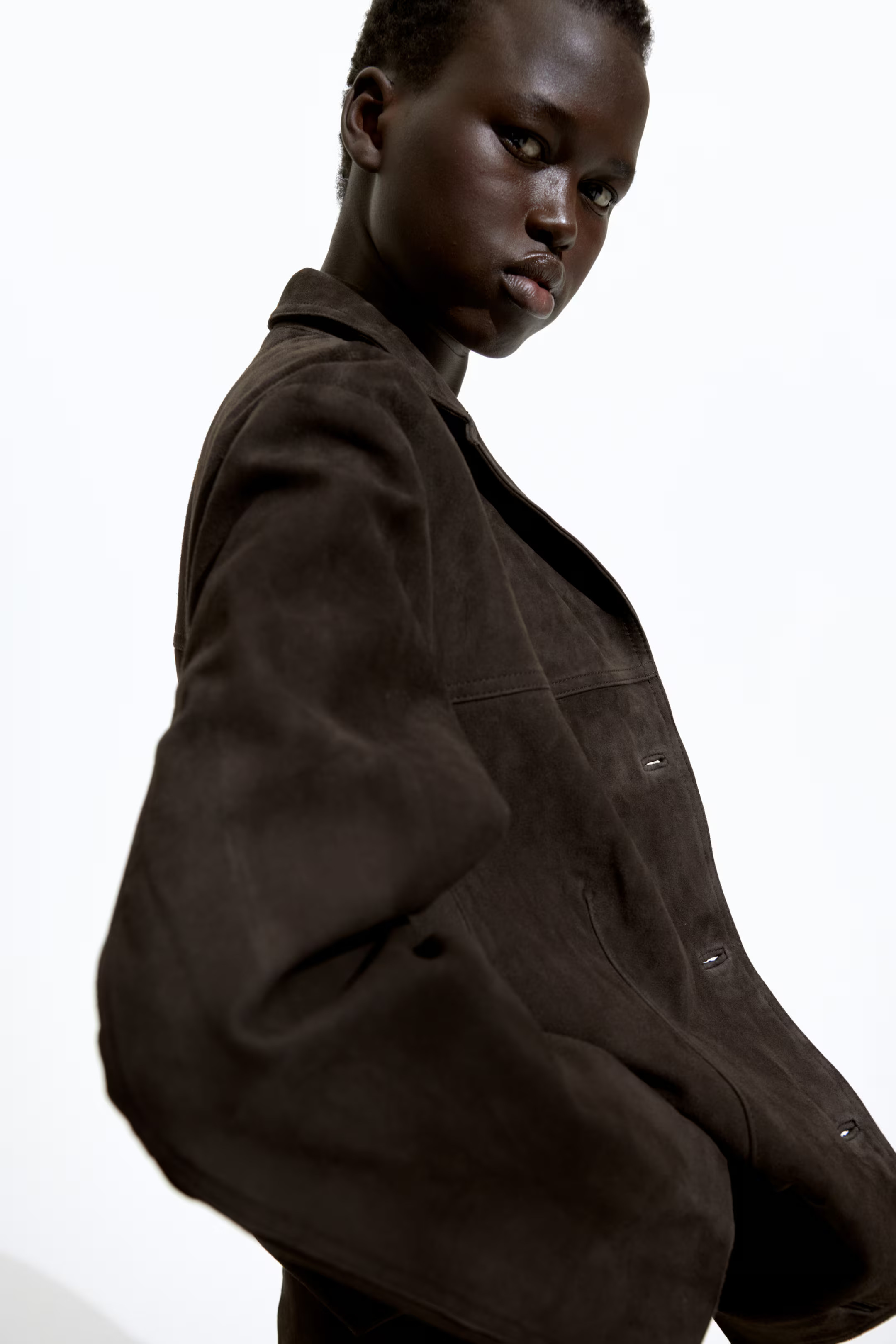 Single-Breasted Suede Blazer - Dark brown - Ladies | H&M US | H&M (US + CA)