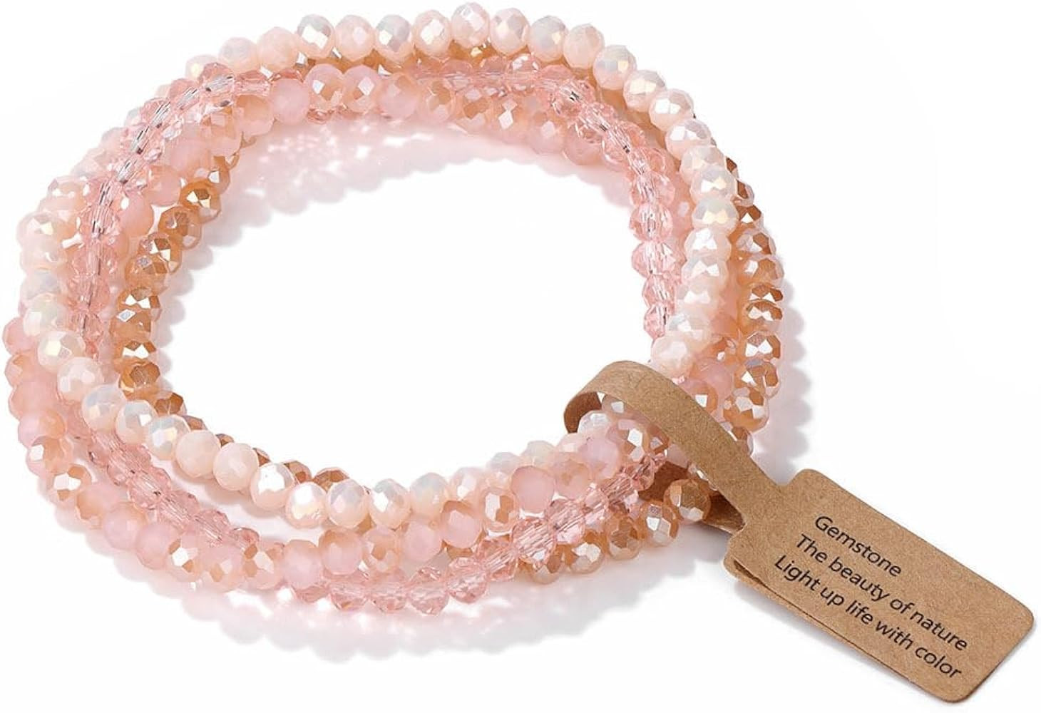 Boho Crystal Bracelet Set of 4pcs/set,4mm Beads Stackable Layering Stretch Bracelets for Women, F... | Amazon (US)