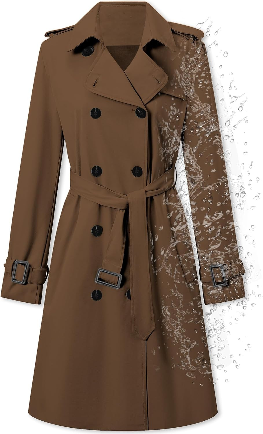 Betusline Women's Double Breasted Water-repellent Lapel Belted Trench Coat | Amazon (US)