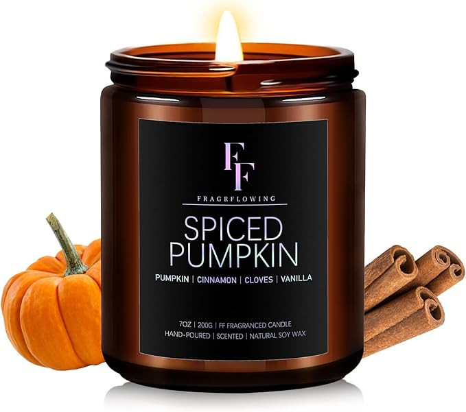 Fall Candles, Spiced Pumpkin Scented Candles for Home, Natural Soy Autumn Candle Aromatherapy Can... | Amazon (US)