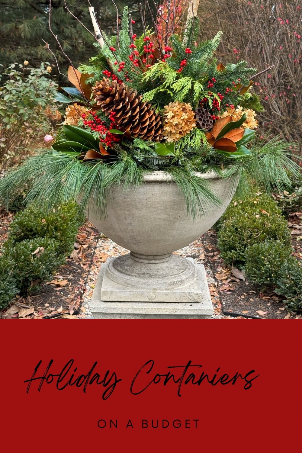 If you love traditional outdoor Christmas planters or want to refresh your garden holiday décor, this style works perfectly through winter and is stunning in the garden in all the seasons. It’s a simple,  way to add curb appeal and drama to your garden

You can shop my favorite Campania planters, pedestal urns, directly through my LTK. 🌲✨ 

#HolidayContainers #ChristmasPlanters #CampaniaPlanters #OutdoorHolidayDecor #FrontPorchChristmas #CottageChristmasDecor #WinterContainerGarden #HolidayUrns #GardenDecor #OldCastleCottage 