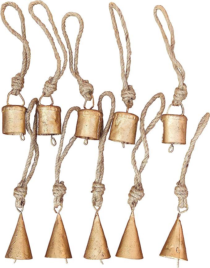 Vivanta 10 Pcs Small Mini Gold Rustic Vintage Iron Tin Metal Christmas Ornaments Jingle Bells for... | Amazon (US)