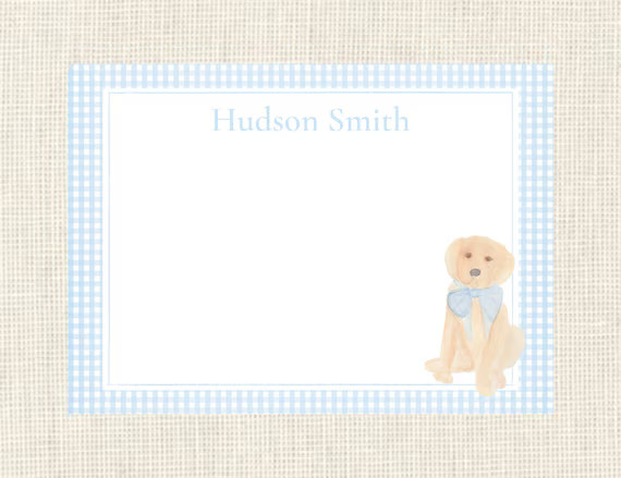 Personalized Boys Puppy Blue Gingham Stationery | Etsy (US)
