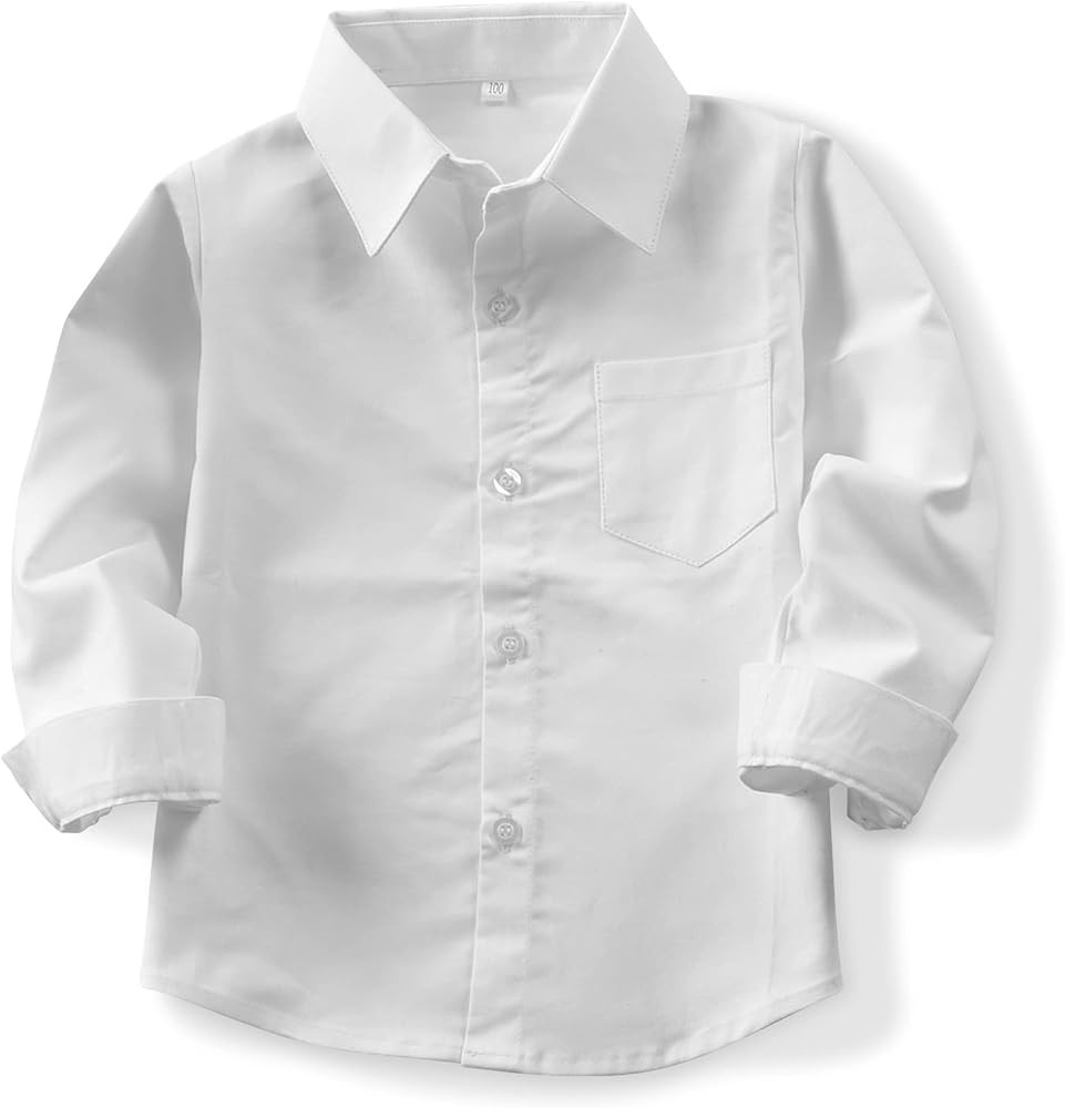 OCHENTA Little Big Boys' & Men's Long Sleeve Button Down Oxford Casual Dress Shirt | Amazon (US)