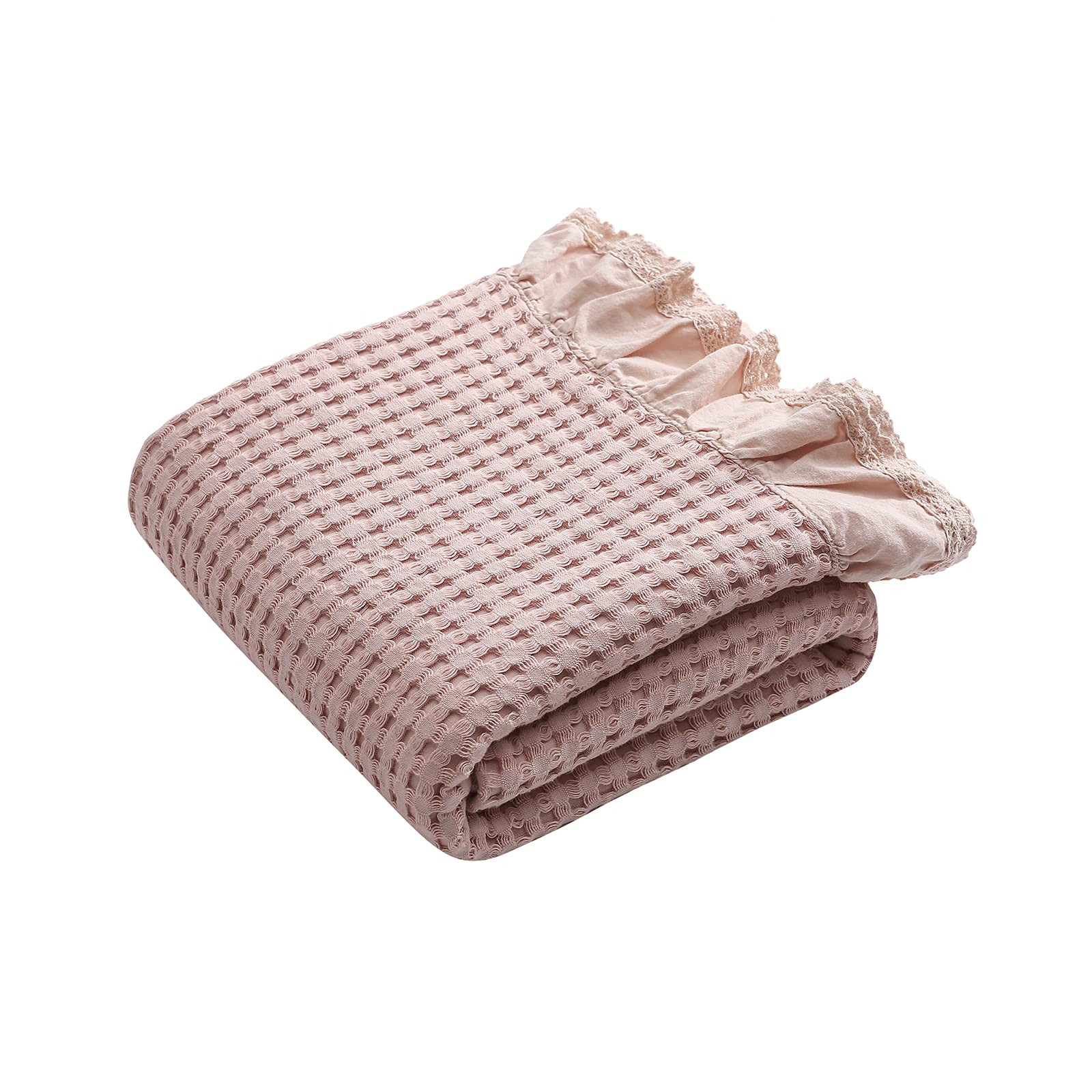 Tomor Extra Soft Waffle Blanket Cozy Lightweight Blanket 100% Cotton Baby Throw Blanket - All Seasons Suitable for Women, Men and Kids (Light Pink) | Amazon (US)