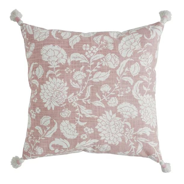 My Texas House Ava Floral Printed Cotton Slub Decorative Pillow, 18" x 18", Rose Smoke | Walmart (US)