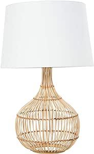 KOUBOO Luhu Cane Rib Bulb Table Lamp, Natural with White Shade | Amazon (US)