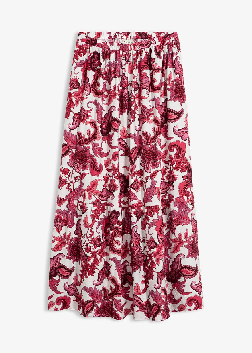 sommerlicher Maxirock aus flie\u00dfendem Viskose-Mix mit Gummibund und floralem Print | Bonprix DE