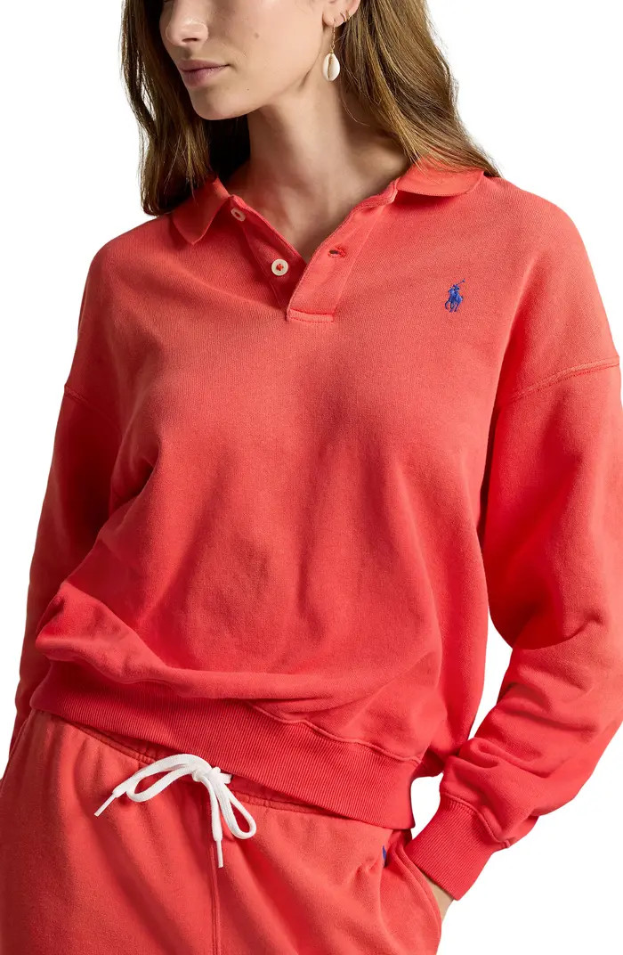 Polo Ralph Lauren Lightweight Fleece Polo Sweatshirt | Nordstrom | Nordstrom