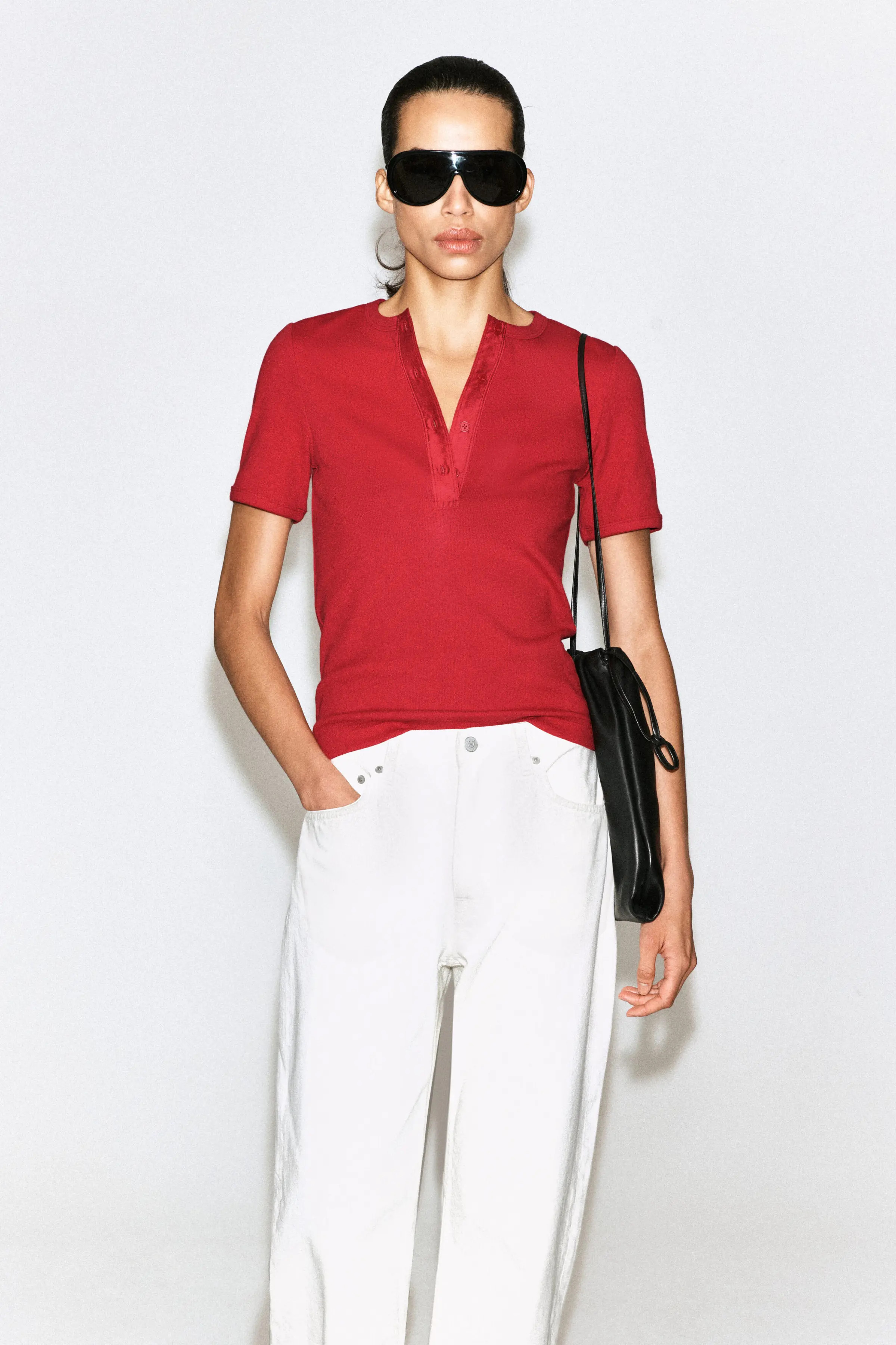 COS Ribbed Henley T-shirt (Women) | Nordstrom | Nordstrom