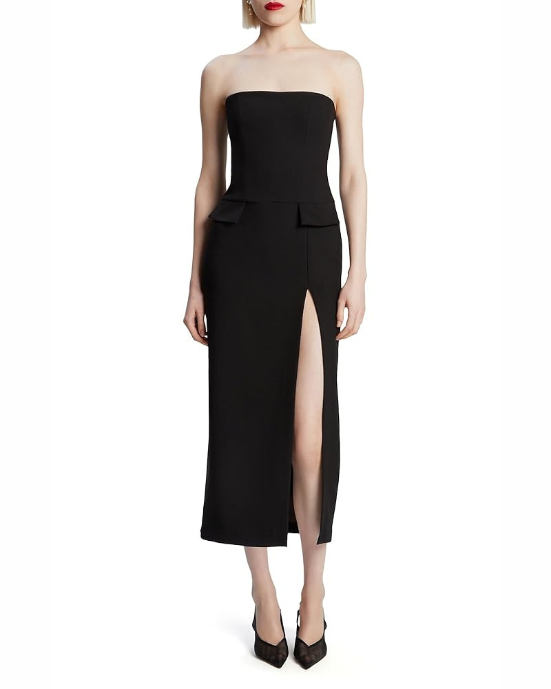 BARDOT Nikki Strapless Midi Dress forWomen – Black Fitted Cocktail Party Style with High Split ... | Amazon (US)