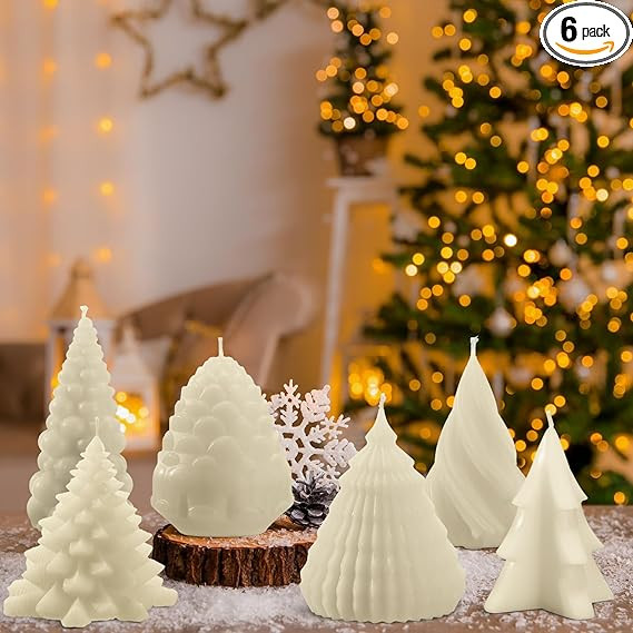 Mtlee 6 Pieces Christmas Soy Candles Scented Candles Winter Christmas Tree Cone Candles Home Deco... | Amazon (US)