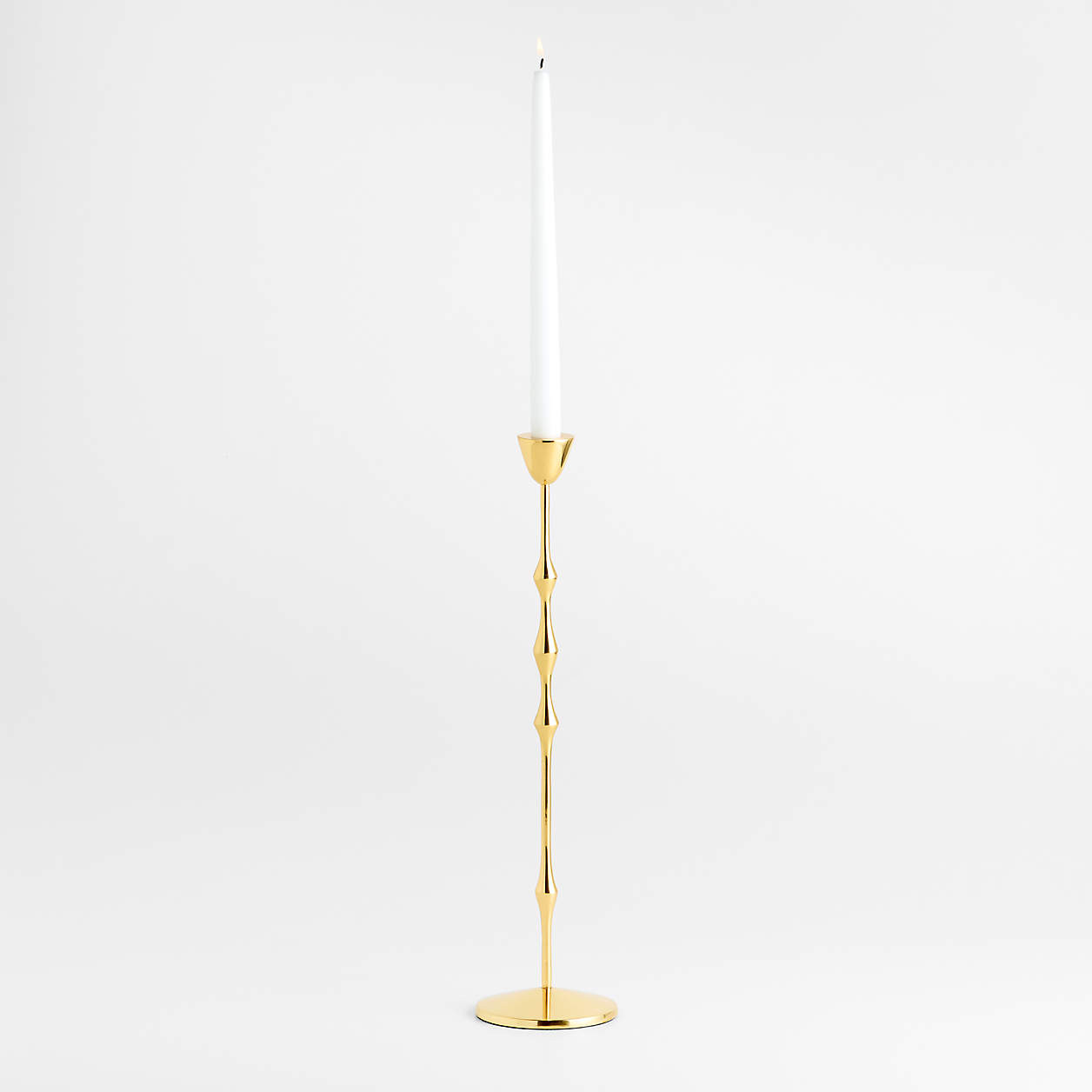 Beaded Small Polished Brass Finish Metal Taper Holder 10.5" + Reviews | Crate & Barrel | Crate & Barrel