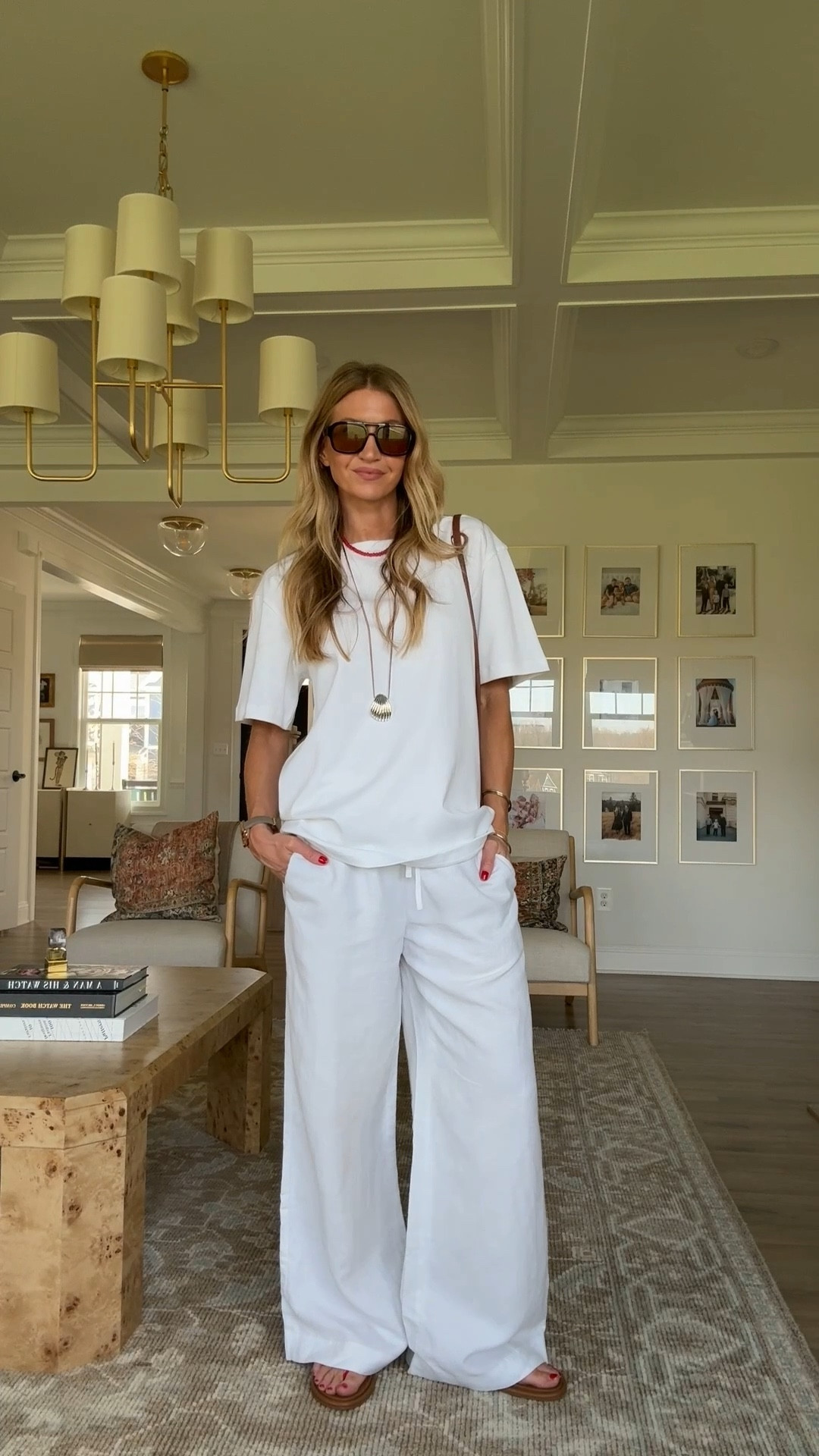 All white look. 

White tee: runs very oversized, wearing a S
Pants: TTS, wearing a S
Red sandals: run TTS


#LTKootd #LTKgrwm #LTKmomlife