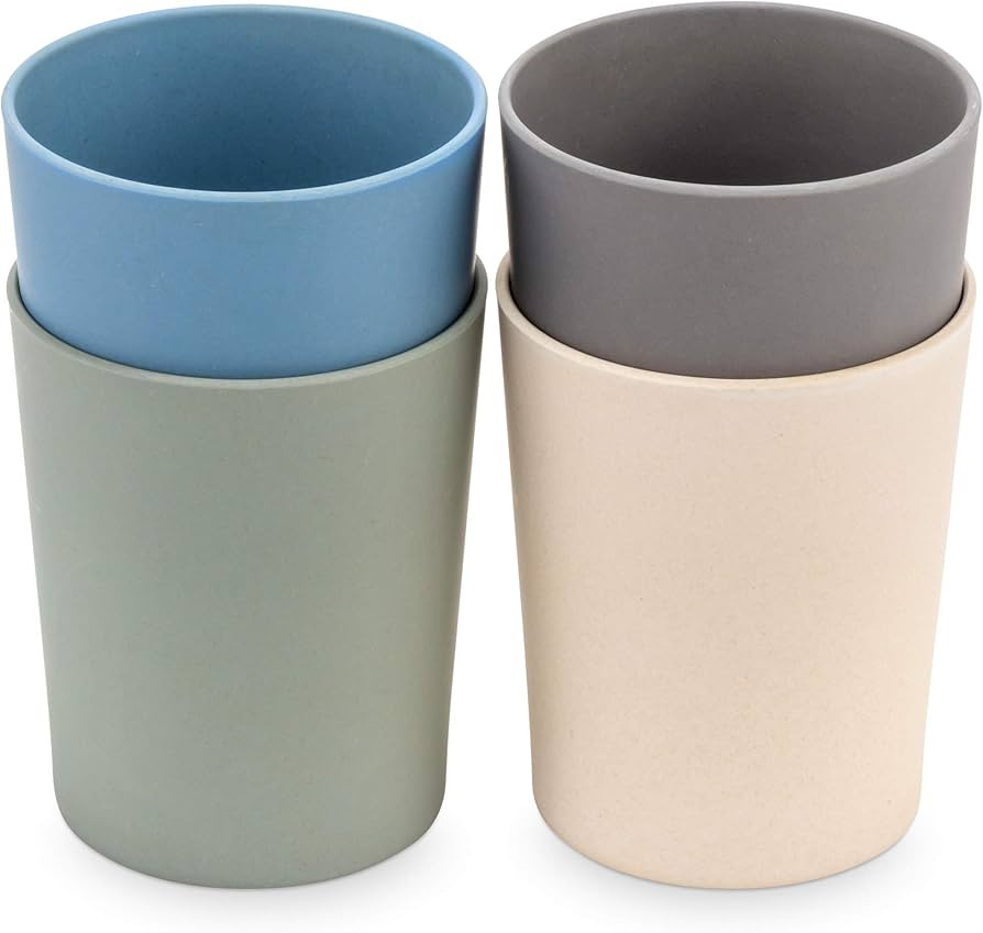 WeeSprout Bamboo Toddler Cups - 4 pc Set (10 fl oz), Organic & Non-Plastic Cup Pack for Toddlers,... | Amazon (US)