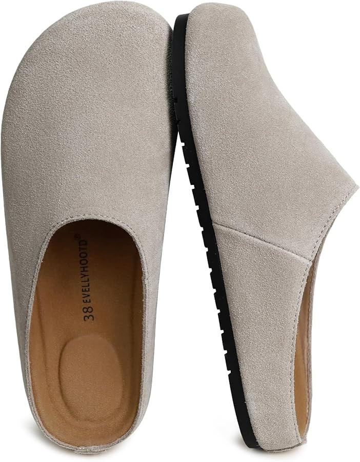 EVELLYHOOTD Suede Clogs for Women Men Cork Footbed Mules|French Style | Amazon (US)