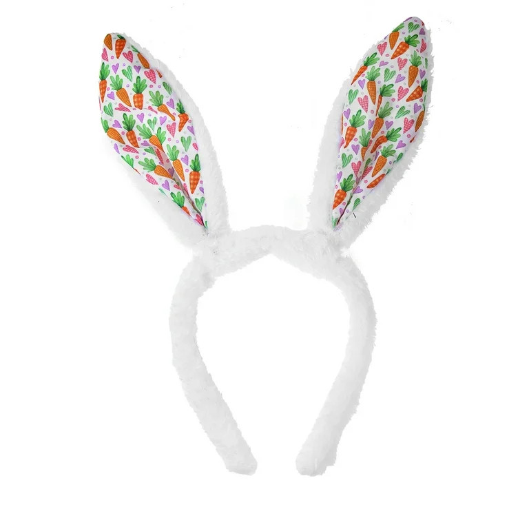 Way to Celebrate Easter Carrot Print Bunny Ear Headband, 1 Piece | Walmart (US)