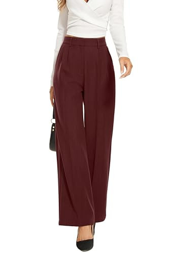 FUNYYZO Women Wide Leg Pants High Elastic Waisted Casual Business Work Trousers Long Straight Suit Pants | Amazon (US)
