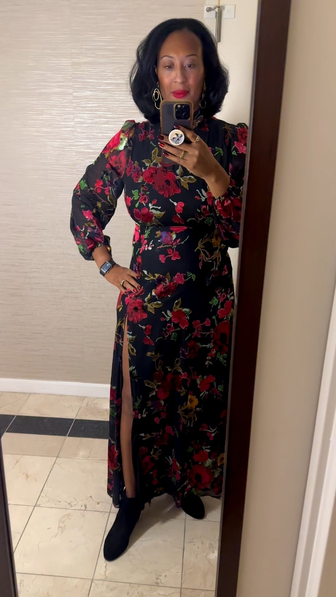 Did someone say cocktail party?!? 🌹💋#lulusambassador 

Obsessed with this @lulus Graceful Arrival Black Floral Burnout Backless Maxi Dress. 

You will make a graceful entrance but a dramatic exit. 

This is the perfect fall formal dress ❤️

#absolutelyalli #lovelulus #maxidress #cocktailhour #weddingguestdress 

#LTKStyleTip #LTKFindsUnder100 #LTKOver40