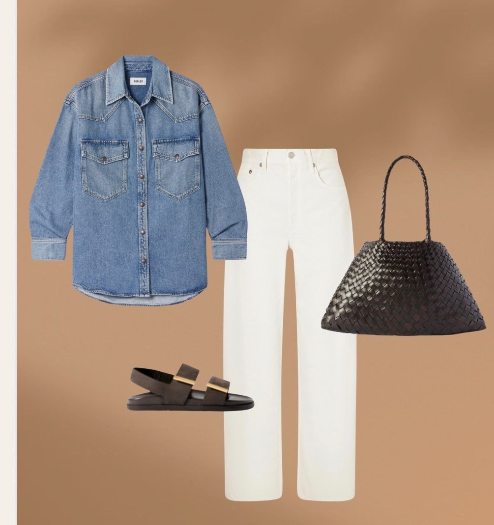 Netaporter sale denim shirt white jeans outfitt

#LTKmomlife #LTKootd #LTKSeasonal