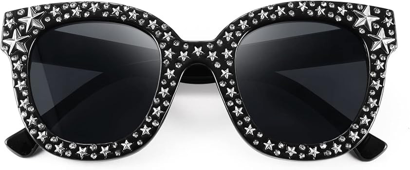 FEISEDY Women Vintage Cateye Crystal Rhinestone Star Sunglasses Novelty Glitter Shades B4068 | Amazon (US)