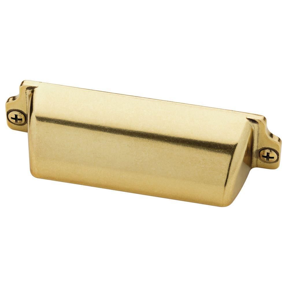 Awning 3 in. (76mm) Center-to-Center Bedford Brass Cup Drawer Pull | The Home Depot