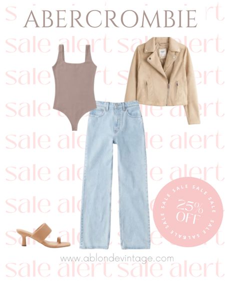 These wide leg high rise denim jeans from Abercrombie paired with a body suit and leather jacket are the perfect transition to fall! Shop during the #ltksale for 25% off!

#LTKsalealert #LTKSale #LTKunder100